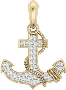 Anchor Charm In Gold - Charm Bracelet (400x400), Png Download