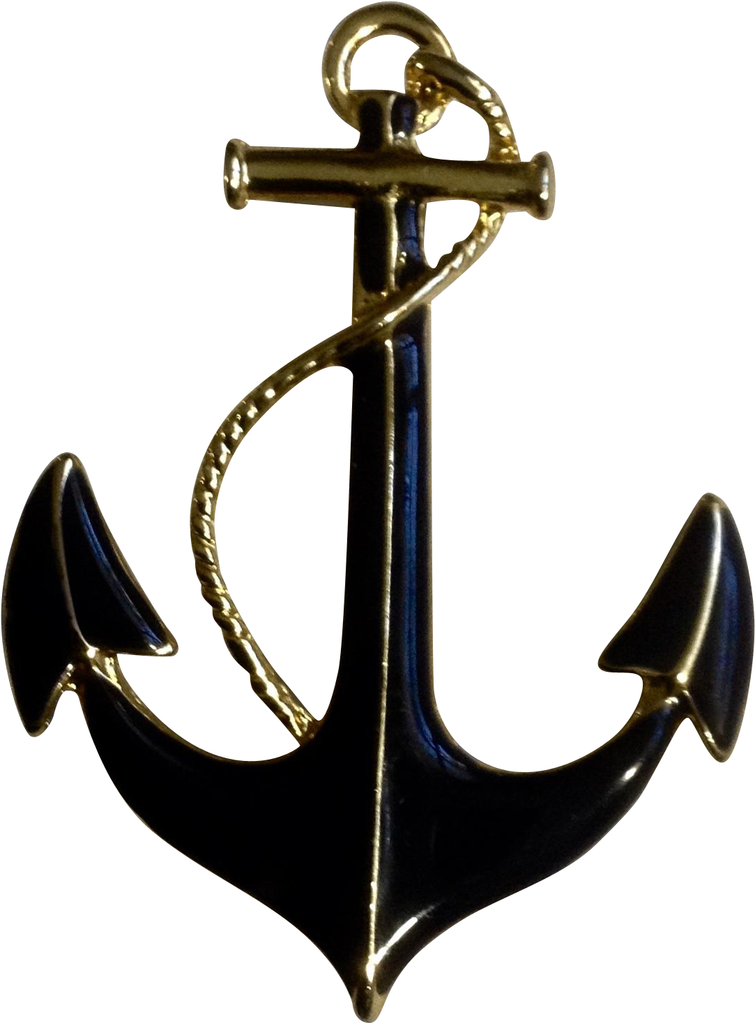Vintage Nautical Dark Blue Gold Tone Ship Anchor Pin - Ship (1467x1467), Png Download