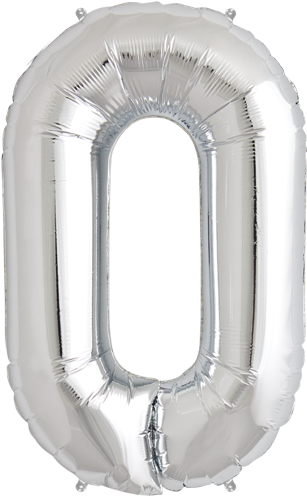 34" Silver Zero Foil Balloon - Silver Balloon Numbers Png (500x500), Png Download