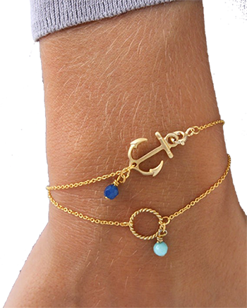 You'll Want To Show Off Your Love Of The Water With - Lizaslittlethings Anchor Bracelet - Blue Pendant Bracelet (350x437), Png Download