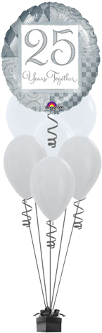 Silver Annv Active Balloon1 - 25 Years Together Mylar Balloon - 46cm (600x600), Png Download