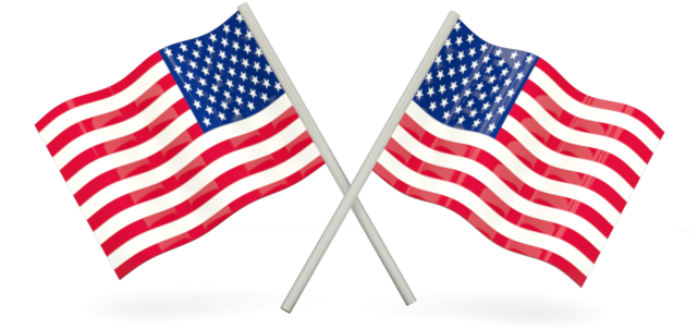 Two American Flags Crossed (640x480), Png Download