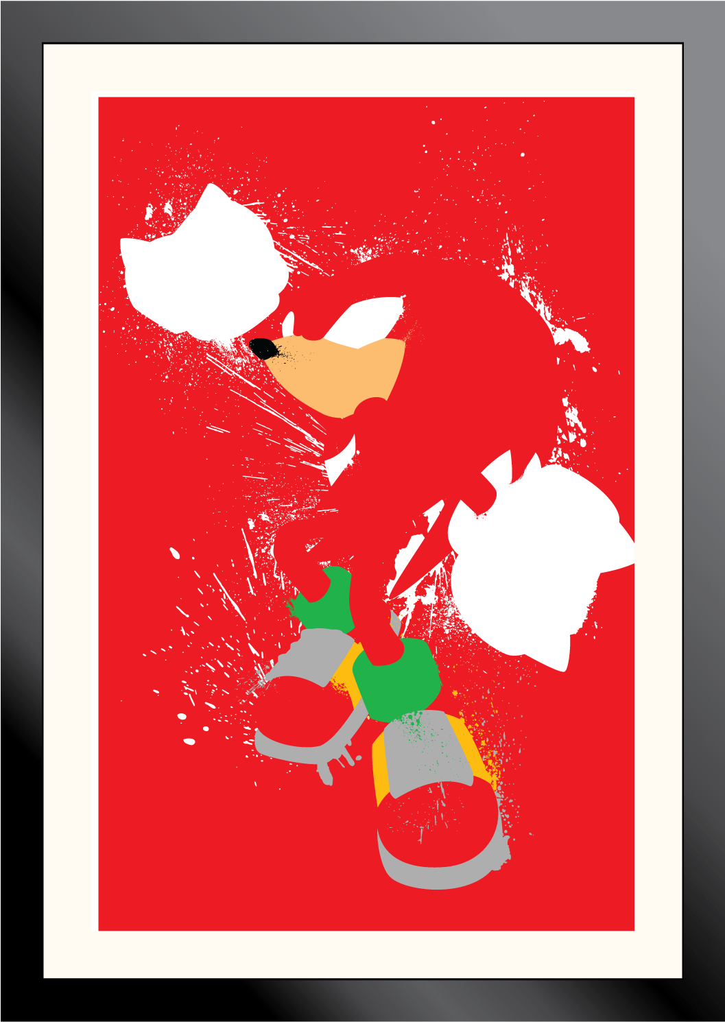 Knuckles The Echidna Splatter Art Poster - Sonic The Hedgehog Splatter Art (1804x2030), Png Download