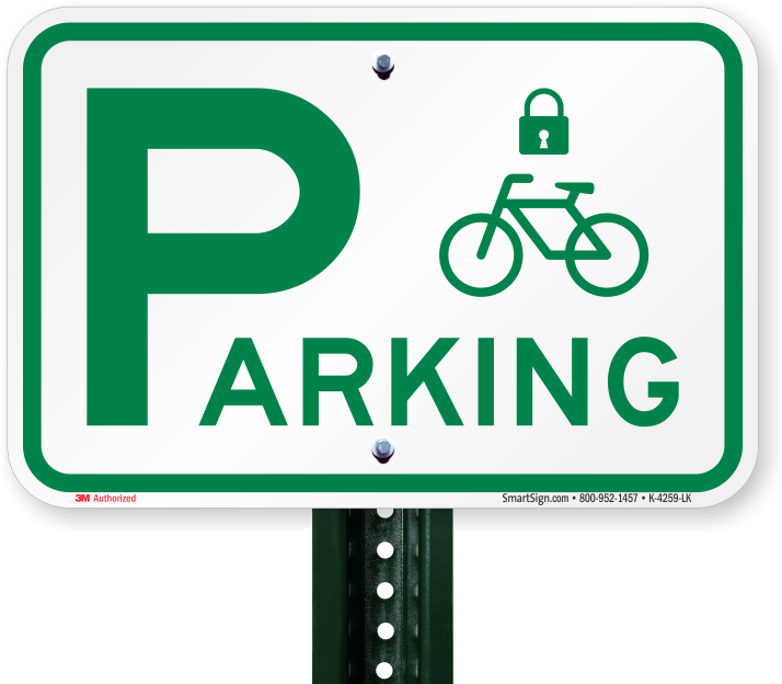 Parking Sign With Cycle And Lock Symbol - Parking Sign (800x800), Png Download