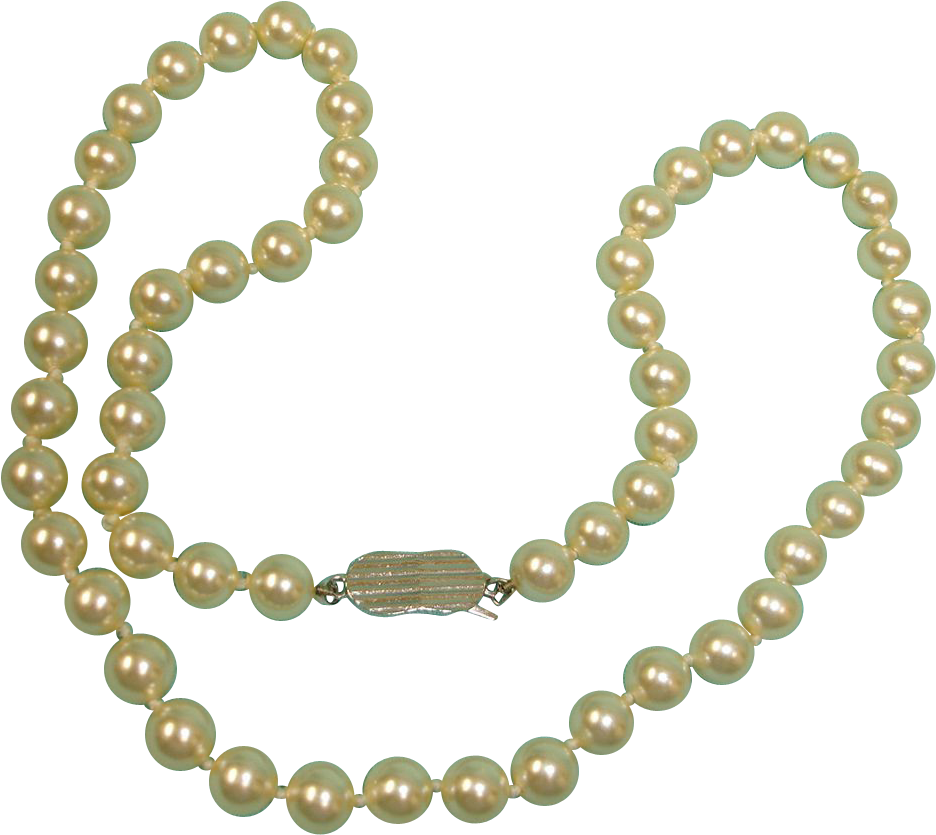 Vintage Hand Knotted Faux Pearl Single Strand Necklace (935x935), Png Download