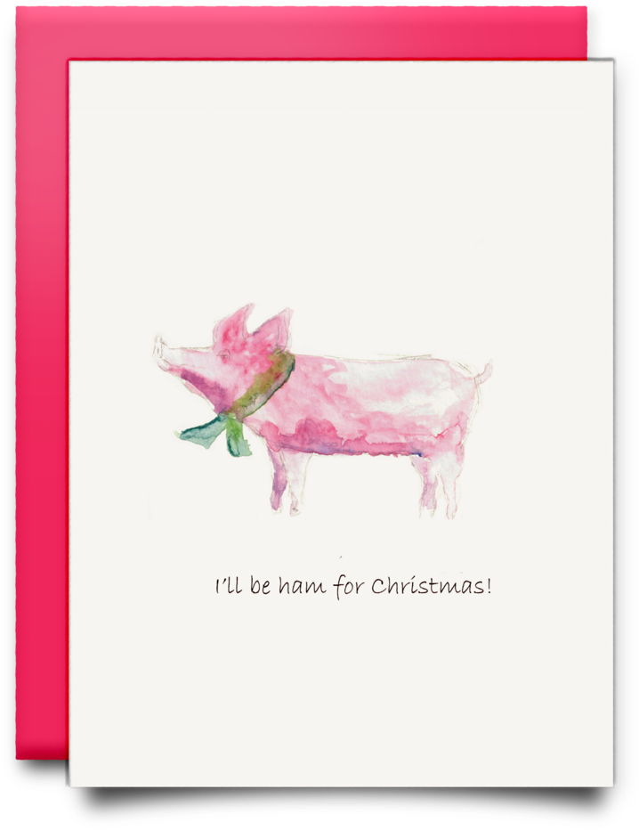 "i'll Be Ham For Chistmast" Notecard (1000x1000), Png Download