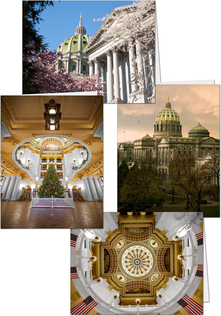 Pennsylvania Capitol Four Seasonal Note Card Set (897x1280), Png Download