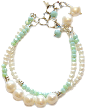 Two Strands Of Potato And Freshwater Pearls, Turquoise - Bracelet (498x498), Png Download