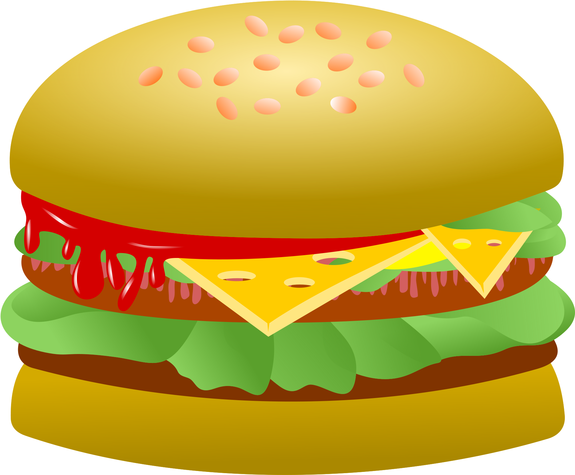 Cheeseburger Clipart Svg - Hamburger (2000x1750), Png Download