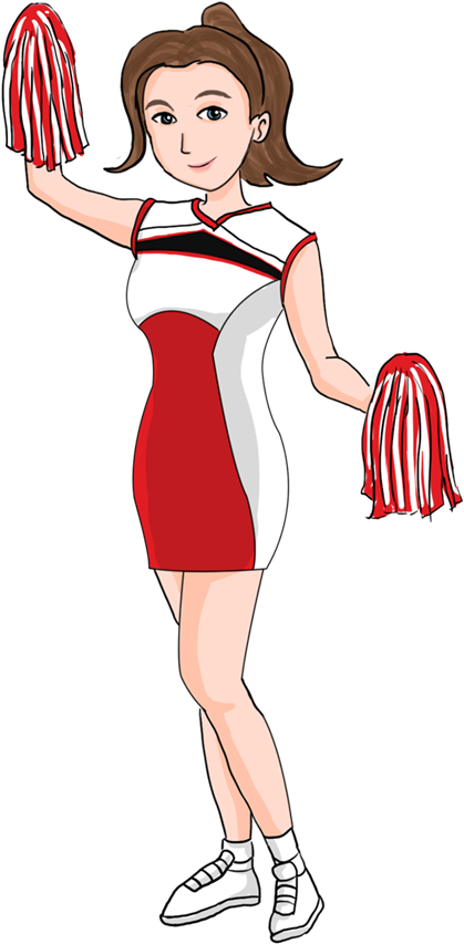 Cheerleader Png Transparent Image - Cartoon Cheerleader Empty Background (500x899), Png Download