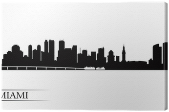 Miami City Skyline Silhouette Background Canvas Print - Silhouette Miami Skyline Logo (400x400), Png Download