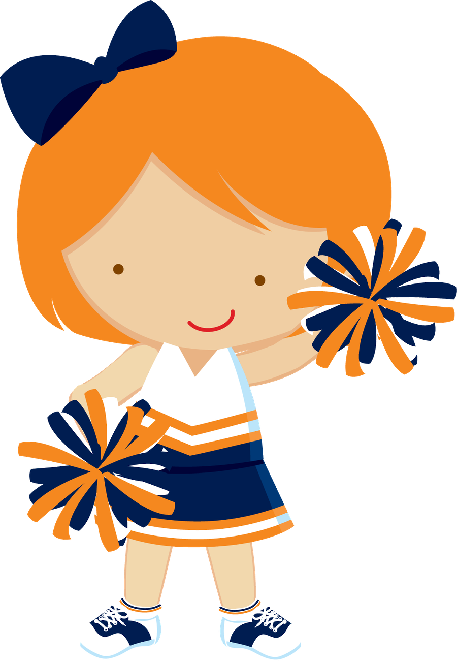 Girls ‿✿⁀°••○ Cheerleader - Cheerleader Clipart Orange And Blue (900x1303), Png Download