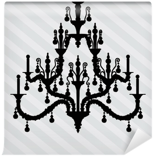 Silhouette Of Luxury Chandelier On A Striped Background/ - Rustic Bathroom Decor Colorful Wooden Planks Black (400x400), Png Download