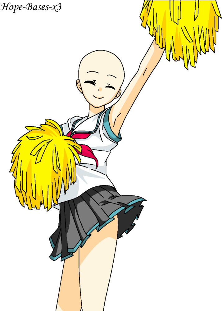 Cheerleader Clipart Cheerleading Base - Anime Girl Cheerleader Base (800x1000), Png Download