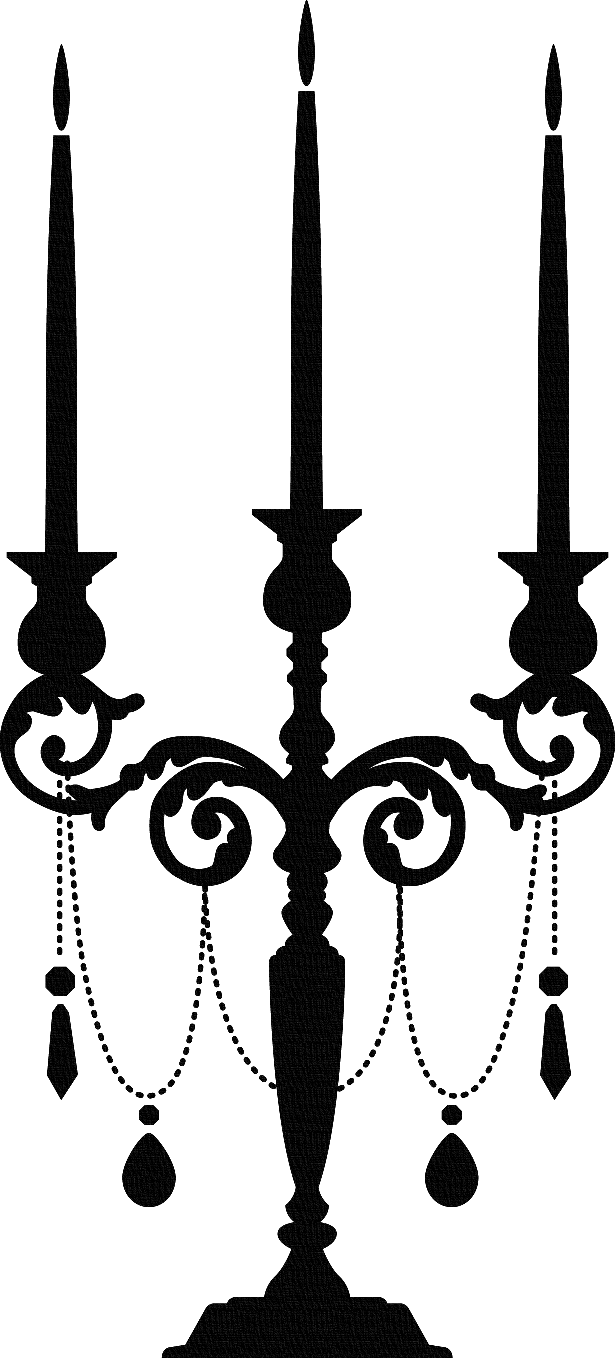 Chandelier Tattoo, Silhouette Clip Art, Vintage Clip - Candle Light Wall Sticker - Orange (1231x2719), Png Download