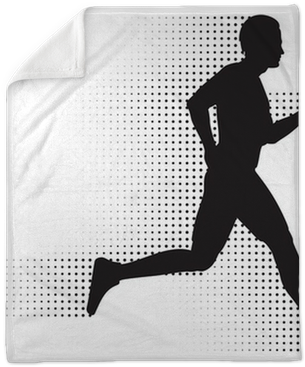 Vector Running Man Silhouette & Halftone Trail - Running Man Silhouette (400x400), Png Download