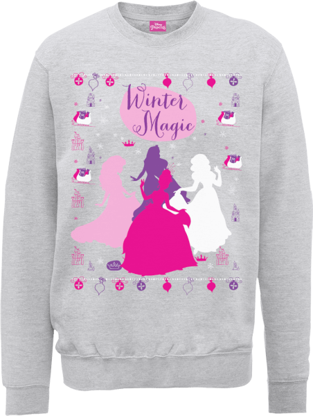 Disney Princess Christmas Princess Silhouettes Grey - Disney Womens Minnie Mouse Christmas Jumper (452x600), Png Download
