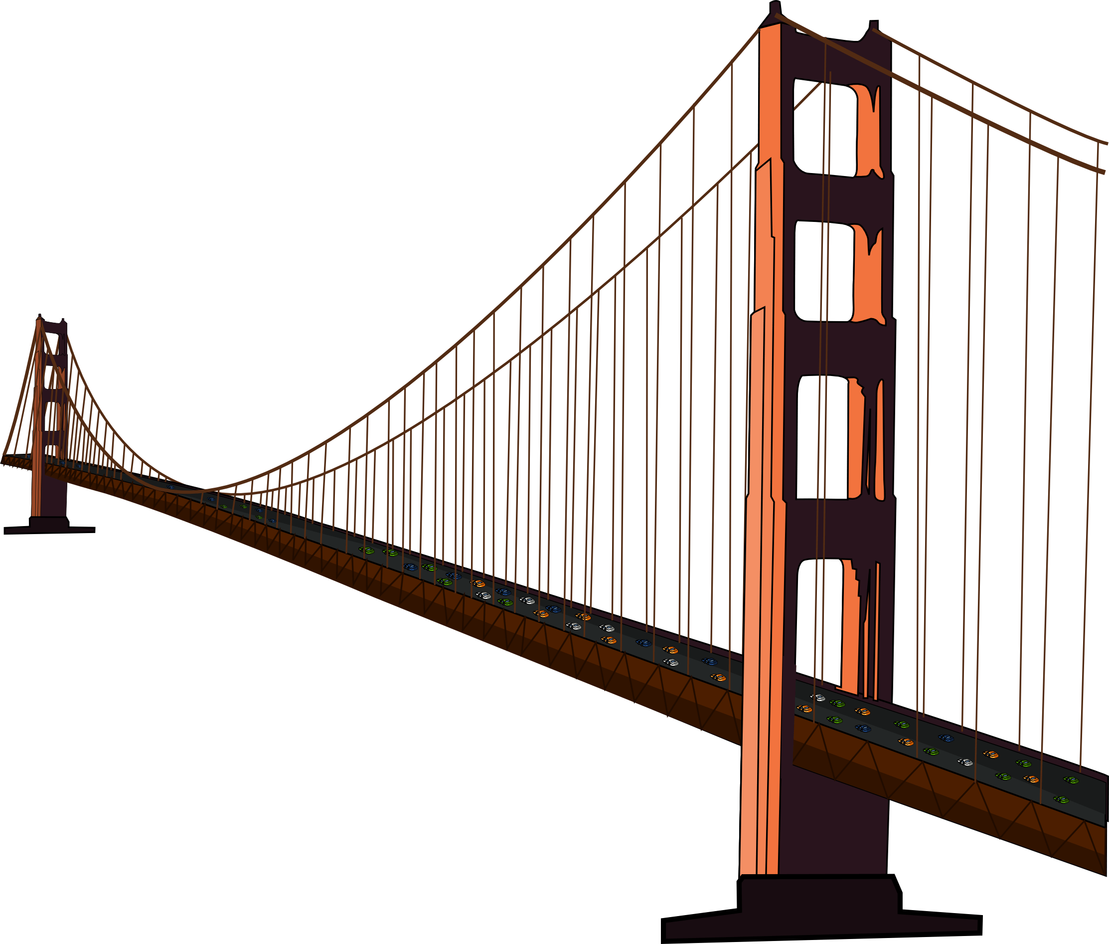 Simple Golden Gate Bridge Clipart - Golden Gate Bridge (2225x1893), Png Download