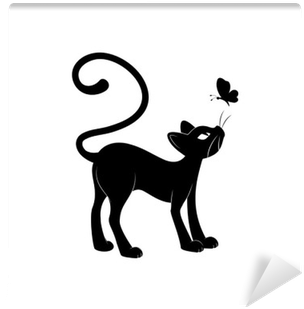 Biały Czarny Kot Rysunek (400x400), Png Download