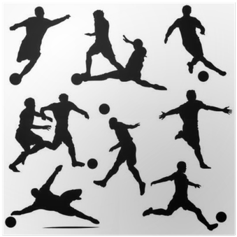 Various Vector Soccer Player Silhouettes Poster • Pixers® - Desenhos Para Tattoo Futebol (400x400), Png Download