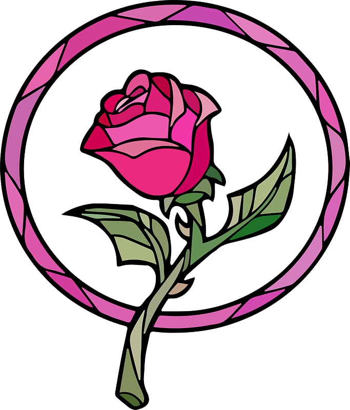 Stained Glass Enchanted Rose (683x800), Png Download