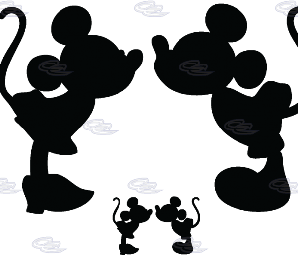 Mickey And Minnie Silhouette Kissing Download - Mickey Mouse And Minnie Mouse Silhouette (600x600), Png Download