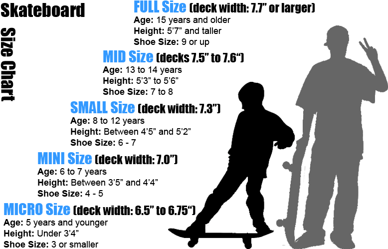 Standard Skateboard Decks Come In A Variety Of Sizes - Skateboard Guide (784x500), Png Download