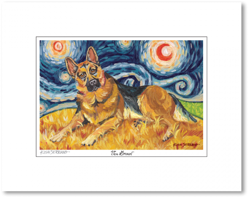 German Shepherd Starry Night Matted Print - Toland Home Garden Van Growl- German Shepherd Garden (550x550), Png Download