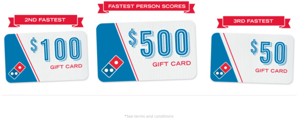 Free Pizza On Domino's Quikly Ends As Soon As The Live - Dominos Pizza Gift Card $20 (652x270), Png Download