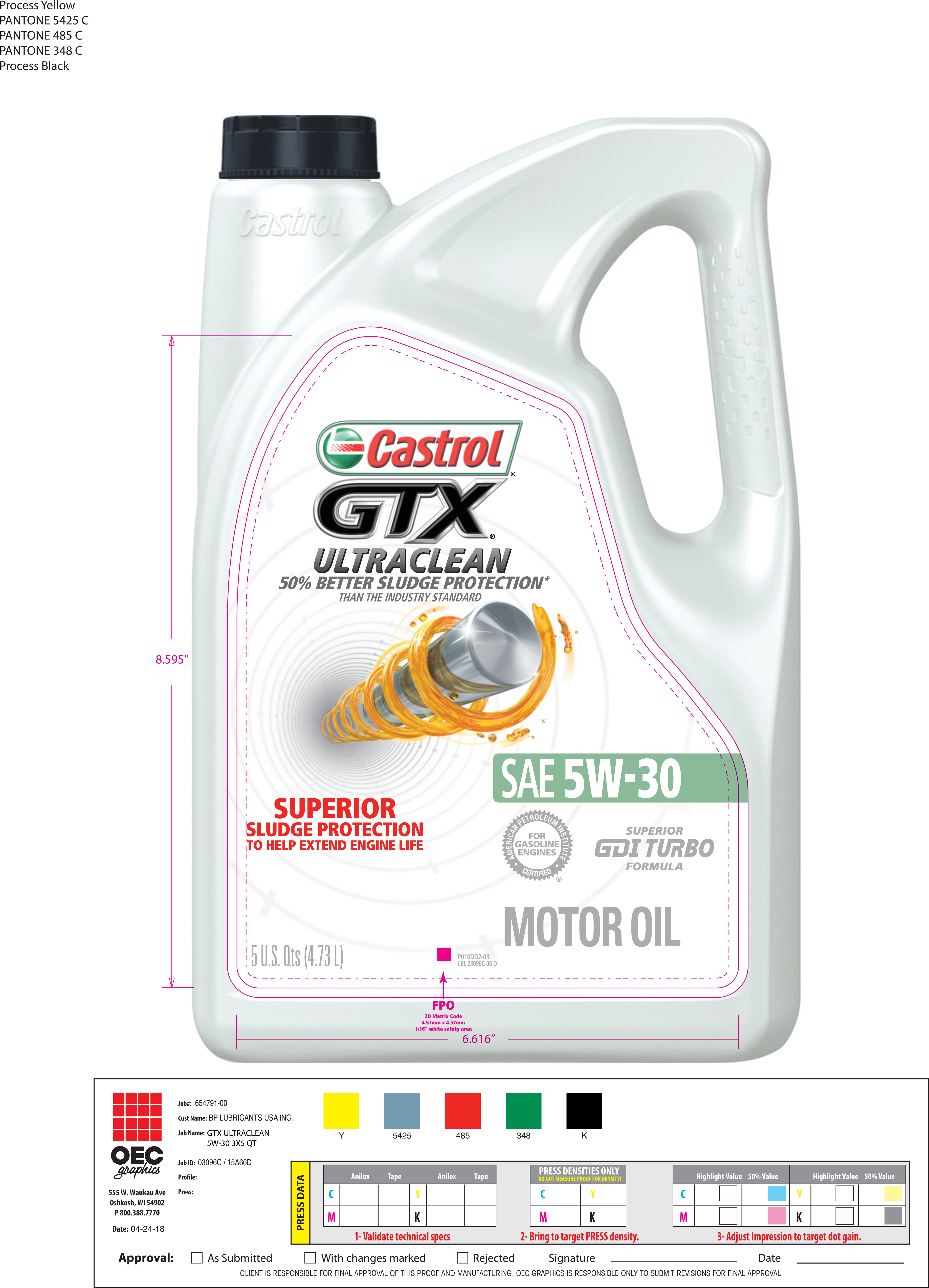 Castrol Ultraclean Front - Castrol Gtx 5w-30 3x5 Qt (3673x5146), Png Download