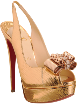 Christian Louboutin Metal Rose Peep Toes Profile Photo - Christian Louboutin Heels Gold (270x450), Png Download