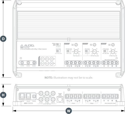 Table Image - Jl Audio Xd700 5 Bridged (493x452), Png Download