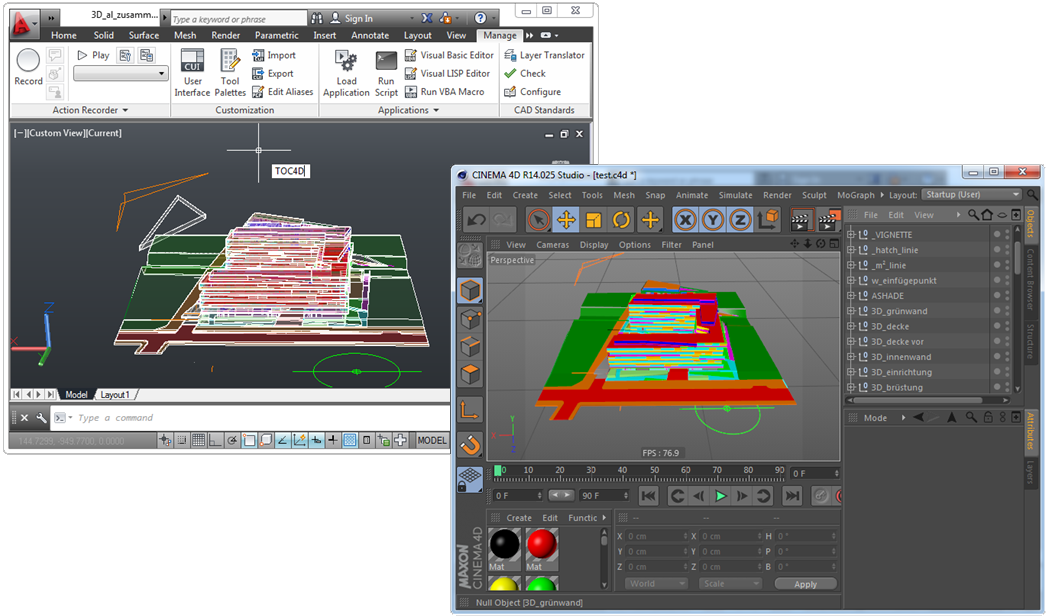 Export Your Work From Autocad To Cinema 4d - Dwg To Cinema 4d (1049x616), Png Download