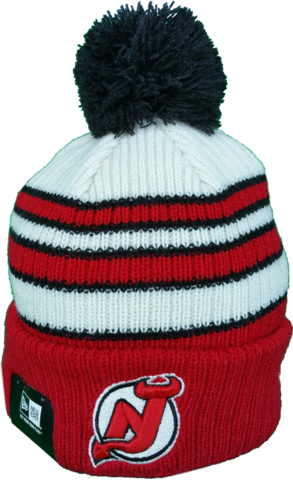 New Jersey Devils Traditional Stripe Pom Toque - Beanie (293x480), Png Download