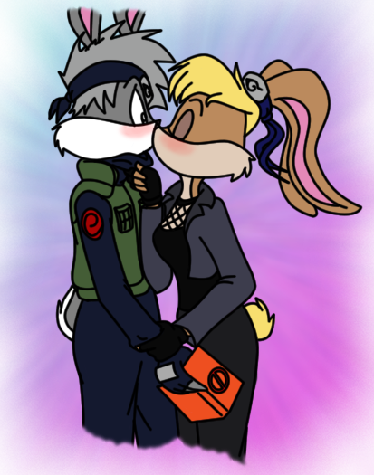 Kiss Clipart Bunny - Bugs Bunny Y Lola Bunny Kiss (413x525), Png Download