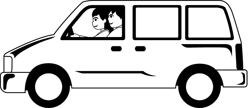 Black And White Clip Art Van (792x347), Png Download