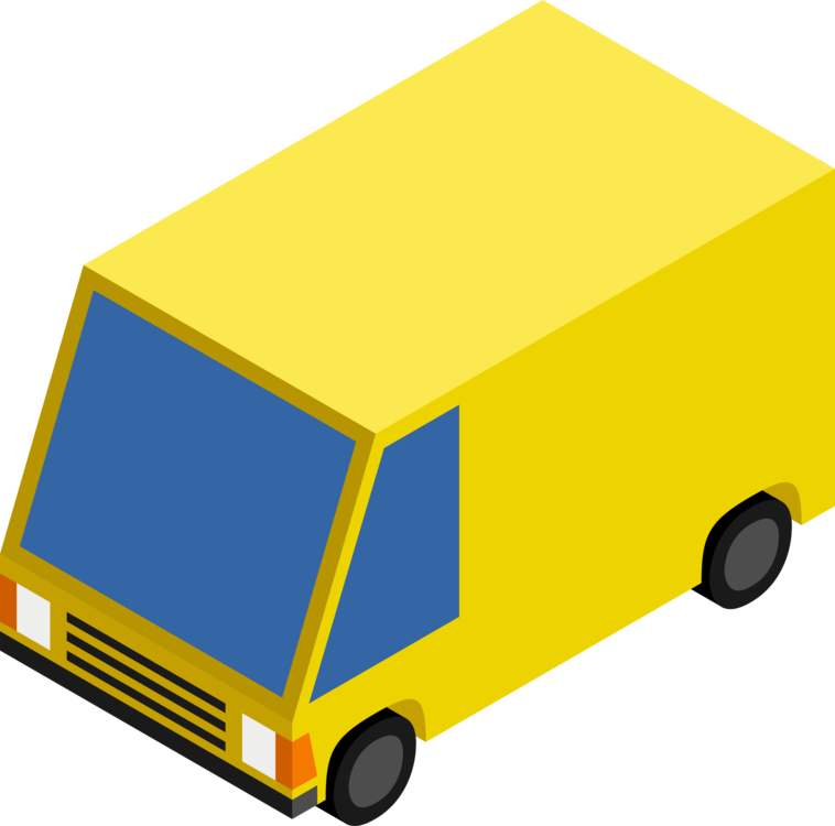 Minivan Car Truck Vehicle - Yellow Van Clipart (758x750), Png Download