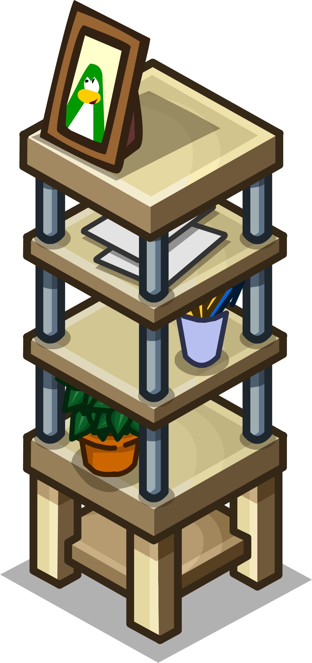 Wood Shelves Sprite 004 - Cartoon (1022x2170), Png Download
