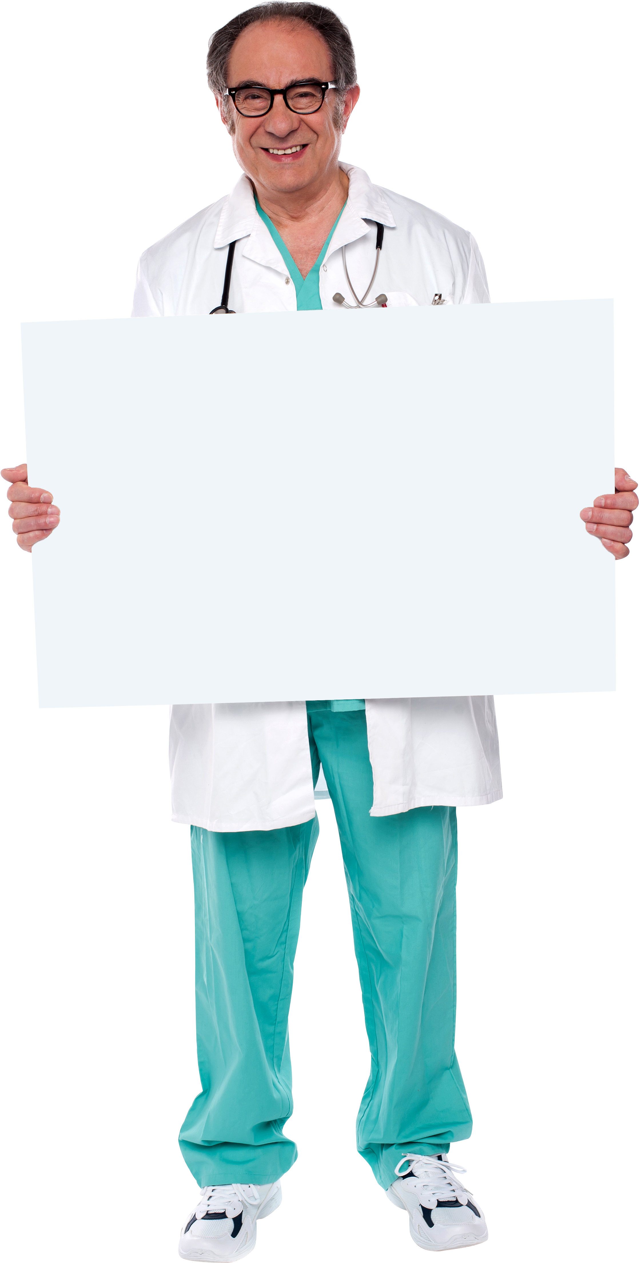 Doctor Holding Banner Png Image - Doctor Holding Banner (3200x4905), Png Download
