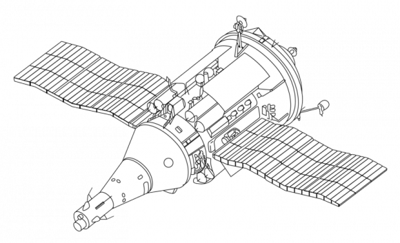 Nasa A Line Drawing Of The Tks - Tks Spacecraft (580x353), Png Download