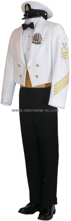 Us Navy Dinner Dress White Cpo / Enlisted Uniform - Navy Dinner Dress Whites (242x750), Png Download
