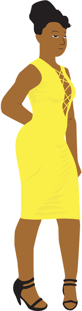 Black Woman In A Yellow Dress Sexy Woman Svg File - Stock.xchng (640x1280), Png Download