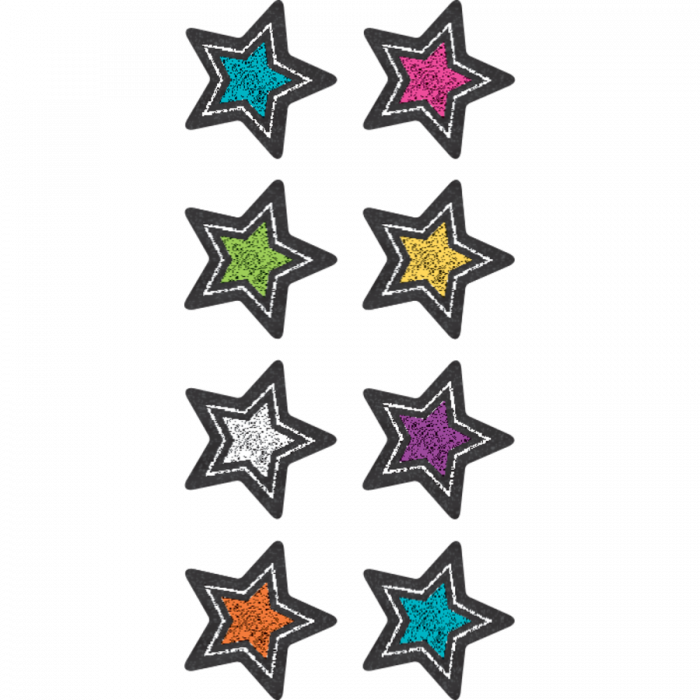 Chalkboard Brights Stars Mini Stickers (700x700), Png Download