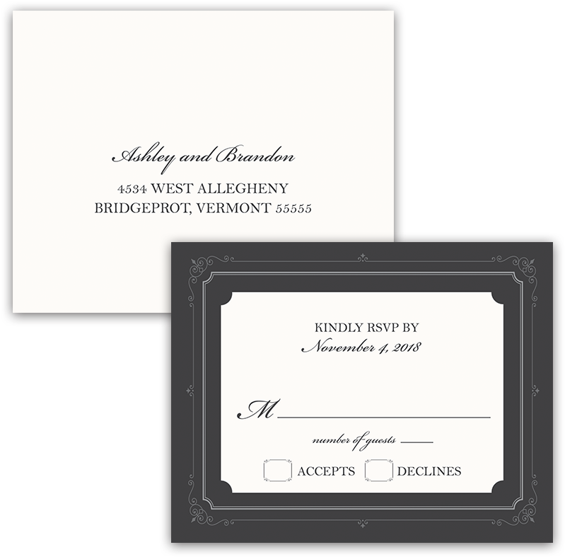 Vintage Industrial Chic Wedding Gray Rsvp Postcard - Wedding (900x900), Png Download