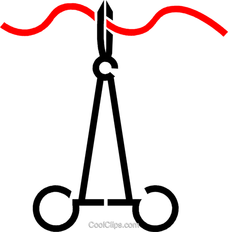 Scissors And Suture Royalty Free Vector Clip Art Illustration - Suture Clipart (472x480), Png Download