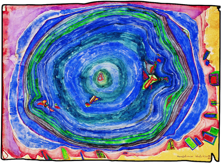 Watercolour With Anilin Colours On Wrapping Paper With - Friedensreich Hundertwasser (800x571), Png Download