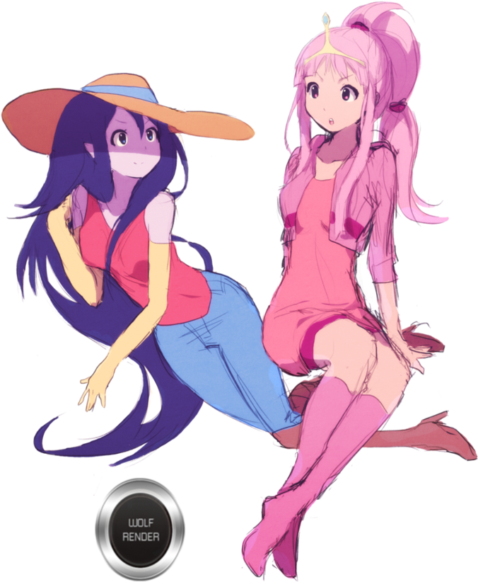 Princess Bubblegum And Marceline Render By Wolf123m-d5c6ncw - Princess Bubblegum And Marceline Drawing (833x960), Png Download