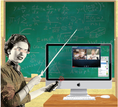 Lessons From The Chalkboard - Side Profile Of A Teacher Pointing (537x350), Png Download