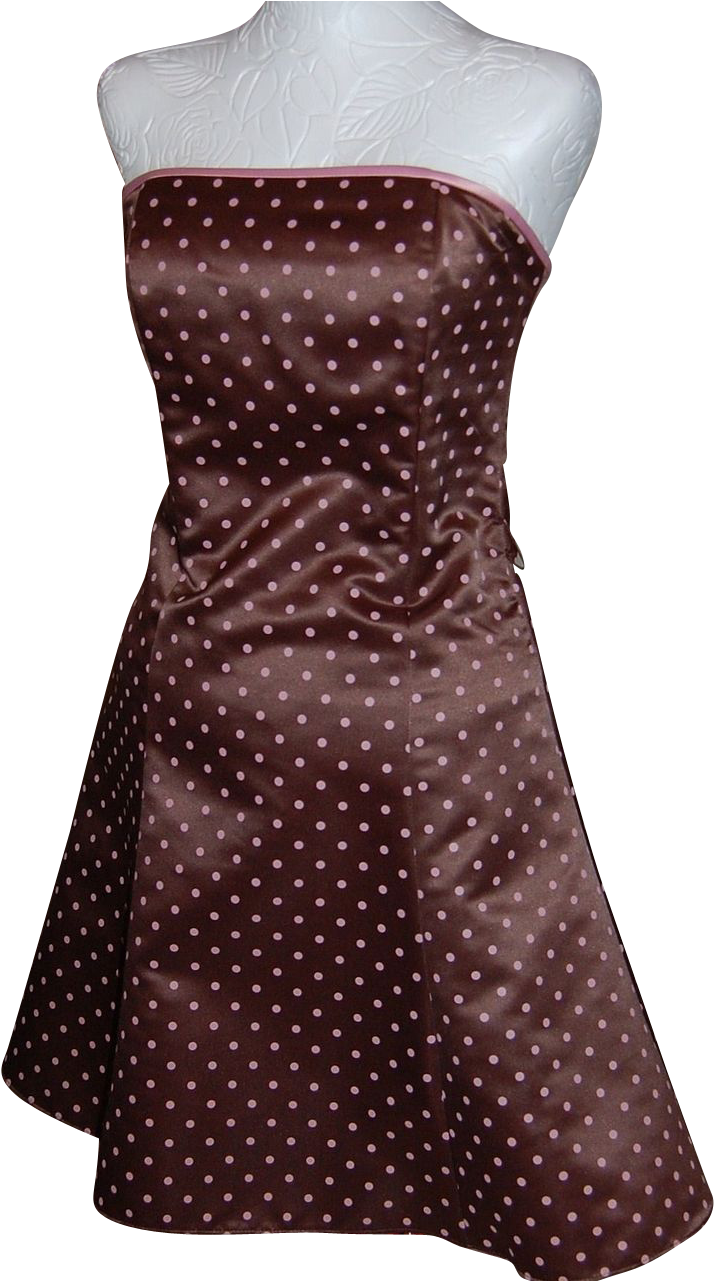 Jessica Mcclintock Gunne Sax Chocolate Brown & Pink - Pink And Brown Polka Dot Dress (1280x1280), Png Download