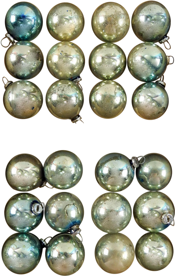 Vintage Mini Silver Blue Christmas Ornaments - Pearl (649x1023), Png Download